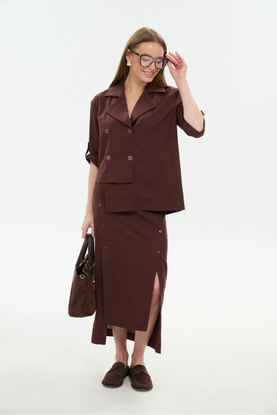 Жакет, юбка NikVa 972-6 шоколад - фото 5