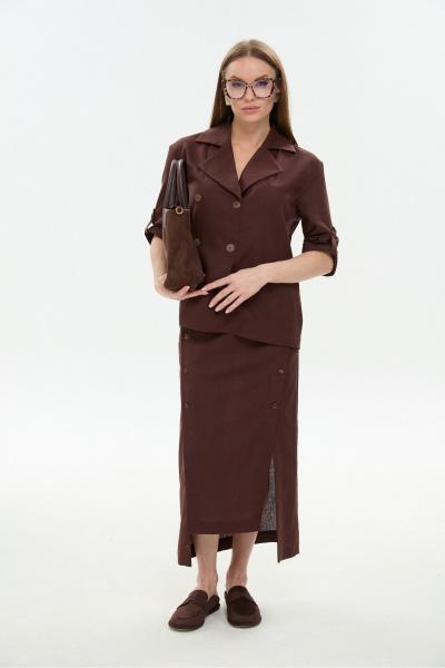 Жакет, юбка NikVa 972-6 шоколад - фото 1