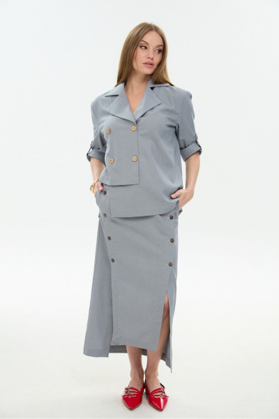 Жакет, юбка NikVa 972-7 серый - фото 7