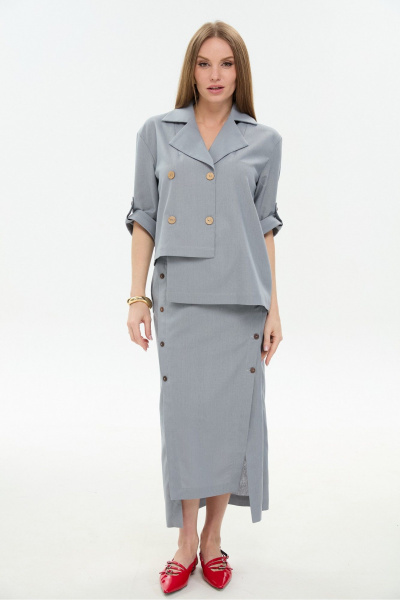 Жакет, юбка NikVa 972-7 серый - фото 4