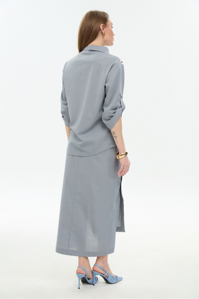 Жакет, юбка NikVa 975-3 серый_листья_мультиколор - фото 14