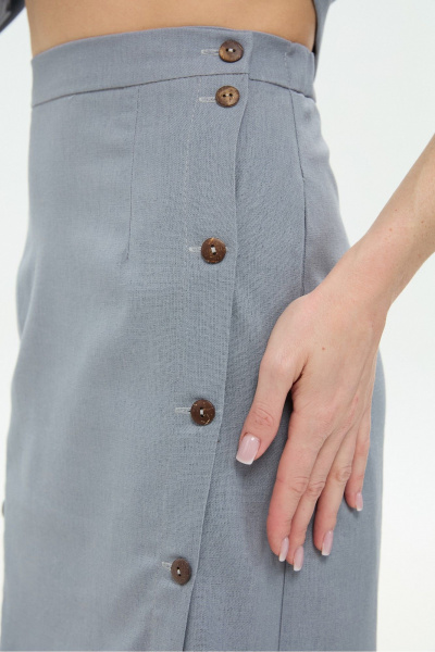 Жакет, юбка NikVa 975-3 серый_листья_мультиколор - фото 8