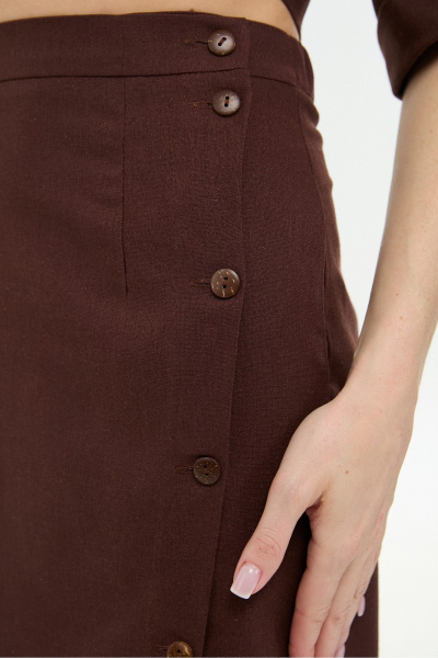 Жакет, юбка NikVa 975-4 шоколад_листья_мультиколор - фото 4