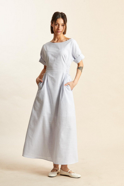 Платье Rivoli 7200 бело-голубой - фото 4