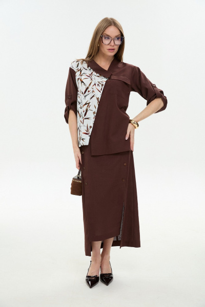 Жакет NikVa 902-15 шоколад_листья_мультиколор - фото 7