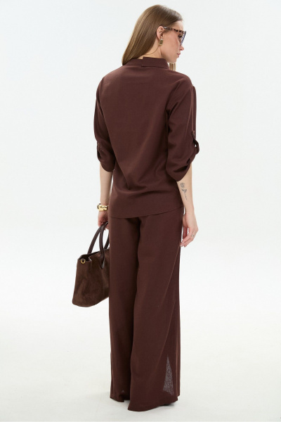 Брюки, жакет NikVa 978-4 шоколад_листья_мультиколор - фото 6