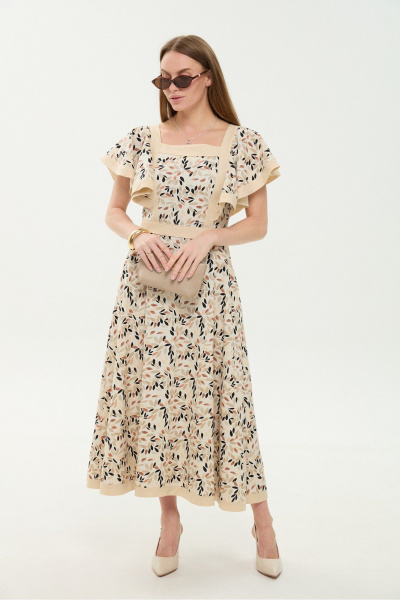 Платье NikVa 984-3 песочный_мультиколор - фото 8