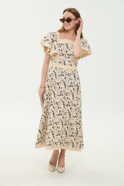 Платье NikVa 984-3 песочный_мультиколор - фото 1