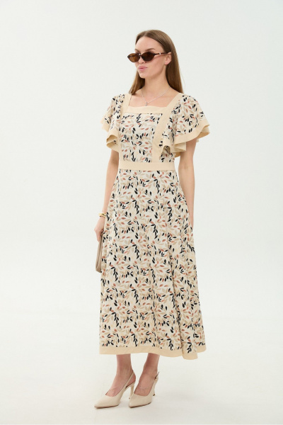 Платье NikVa 984-3 песочный_мультиколор - фото 5