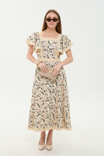 Платье NikVa 984-3 песочный_мультиколор - фото 3