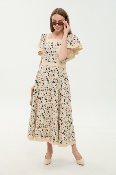 Платье NikVa 984-3 песочный_мультиколор - фото 2