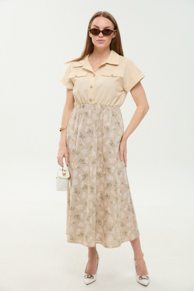 Платье NikVa 969-4 песочный_песочные цветы - фото 5