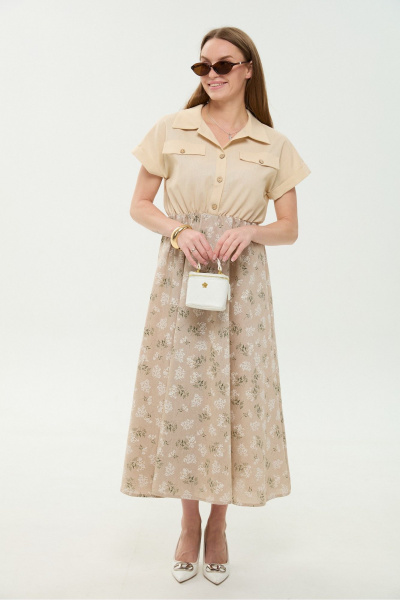 Платье NikVa 969-4 песочный_песочные цветы - фото 4