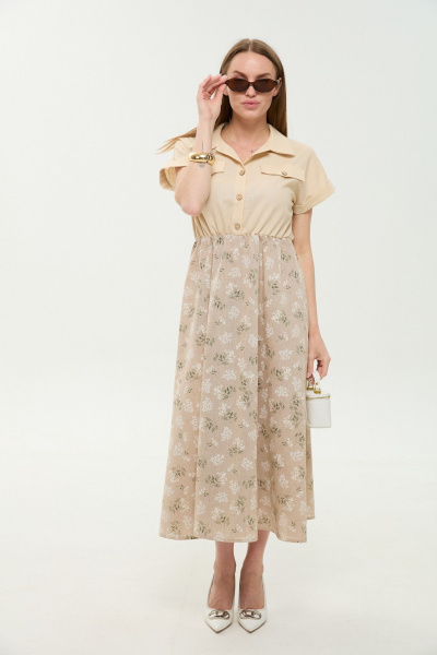 Платье NikVa 969-4 песочный_песочные цветы - фото 3