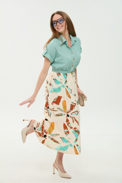 Платье NikVa 1050-1 мята_бохо_мультиколор - фото 2