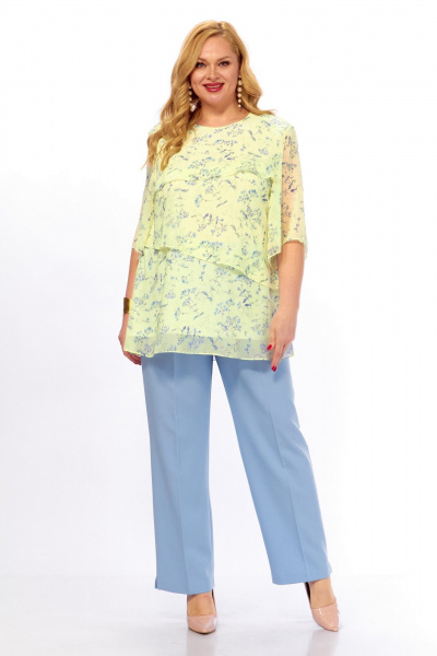Блуза, брюки Элль-стиль 2465/1 лимонный_голубой - фото 6