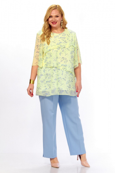 Блуза, брюки Элль-стиль 2465/1 лимонный_голубой - фото 5