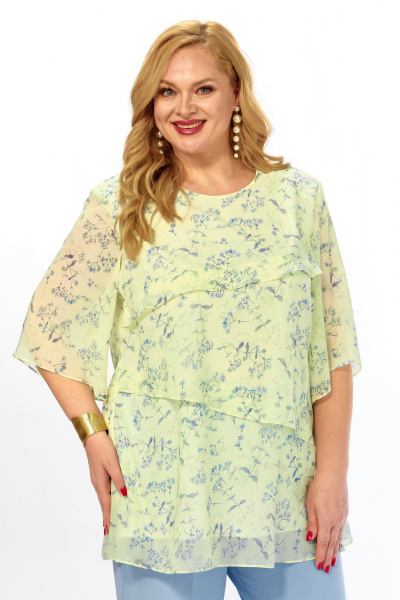 Блуза Элль-стиль 2465а/1 лимонный_голубой - фото 9