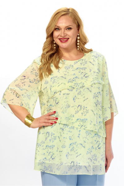 Блуза Элль-стиль 2465а/1 лимонный_голубой - фото 8
