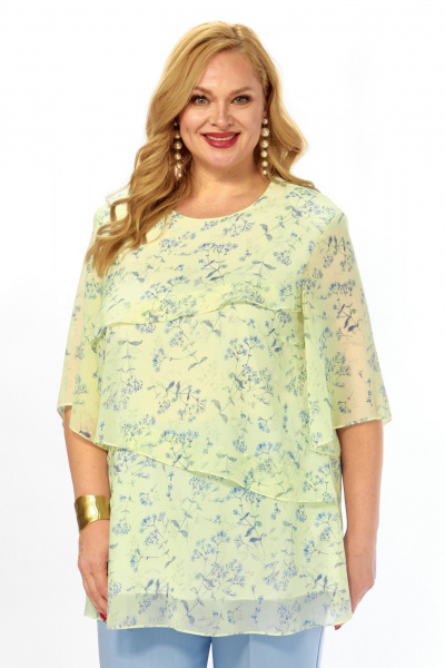 Блуза Элль-стиль 2465а/1 лимонный_голубой - фото 7