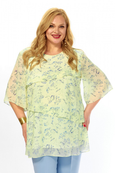 Блуза Элль-стиль 2465а/1 лимонный_голубой - фото 6