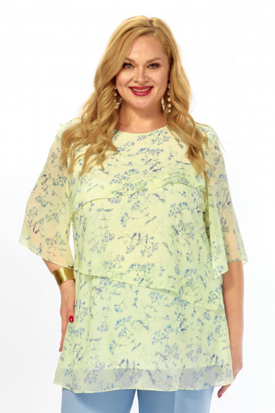 Блуза Элль-стиль 2465а/1 лимонный_голубой - фото 4