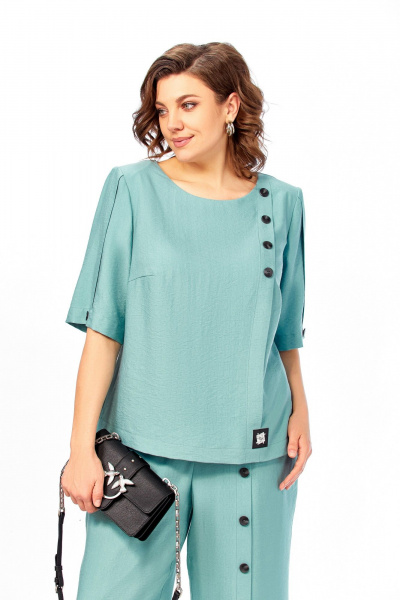Блуза, брюки Ольга Стиль С-1022 ментол - фото 6