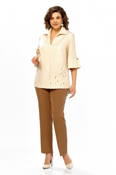Блуза, брюки Ольга Стиль С-987 золото-коричневый - фото 5
