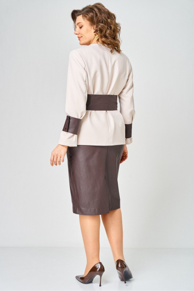 Жакет, юбка Vilena 1147 беж+шоколад - фото 11