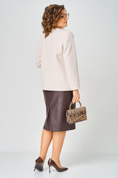 Жакет, юбка Vilena 1147 беж+шоколад - фото 8