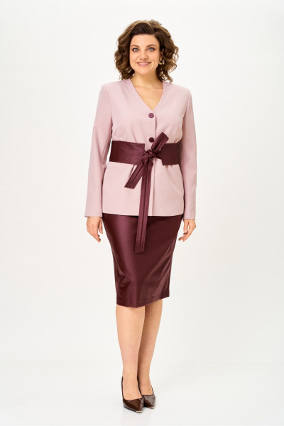 Жакет, юбка Vilena 1147 крем+бургунди - фото 3