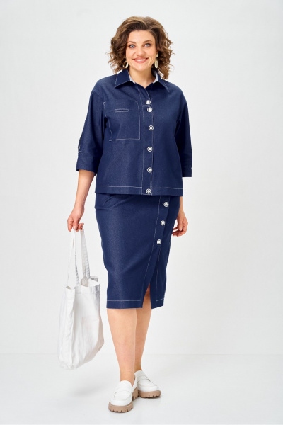 Жакет, юбка Vilena 1152 джинс - фото 11