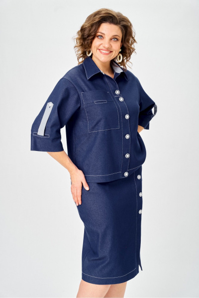 Жакет, юбка Vilena 1152 джинс - фото 8