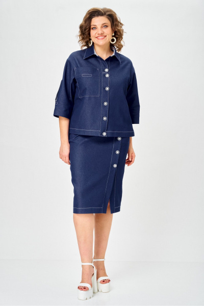 Жакет, юбка Vilena 1152 джинс - фото 7