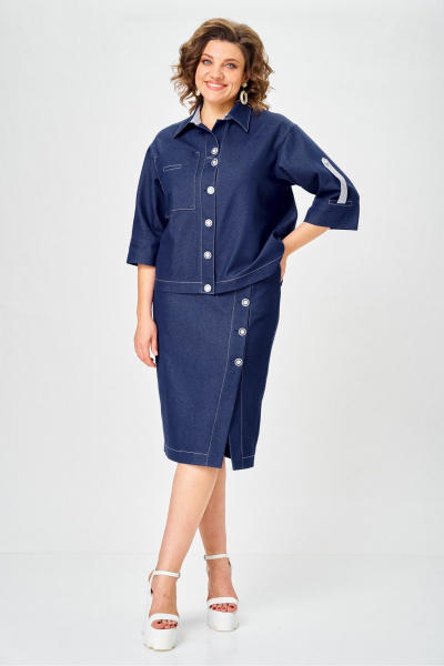 Жакет, юбка Vilena 1152 джинс - фото 6