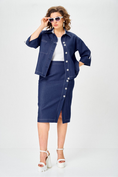 Жакет, юбка Vilena 1152 джинс - фото 2