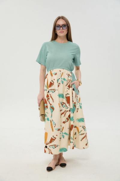 Платье NikVa 1051-1 мята_бохо_мультиколор - фото 1