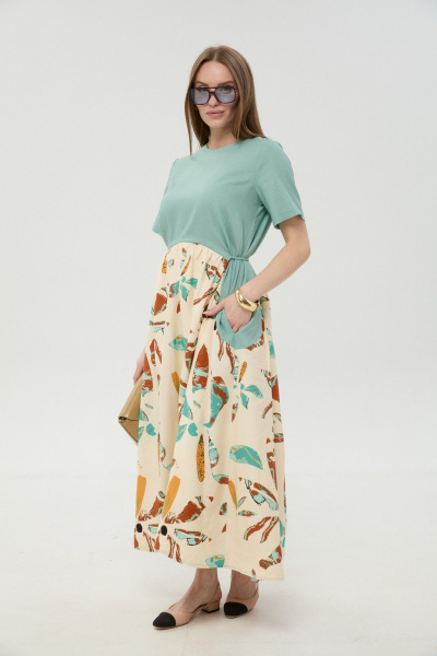 Платье NikVa 1051-1 мята_бохо_мультиколор - фото 2