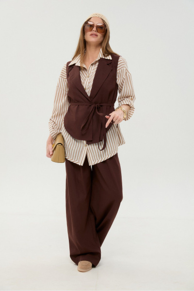 Рубашка NikVa 953-4 песочные_полосы - фото 7