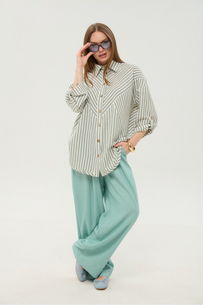 Рубашка NikVa 953-5 мятные_полосы - фото 10