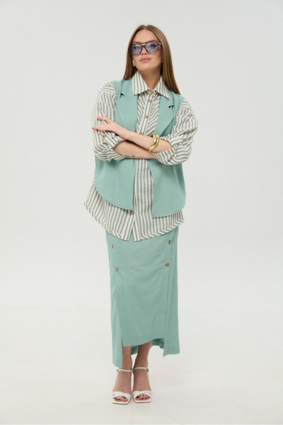 Рубашка NikVa 953-5 мятные_полосы - фото 4