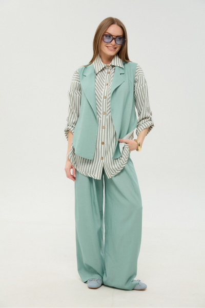 Рубашка NikVa 953-5 мятные_полосы - фото 2