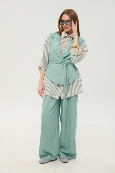 Брюки, жилет, рубашка NikVa 956-5 мята_мятные полосы - фото 5