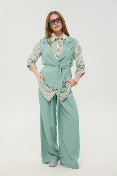 Брюки, жилет, рубашка NikVa 956-5 мята_мятные полосы - фото 4