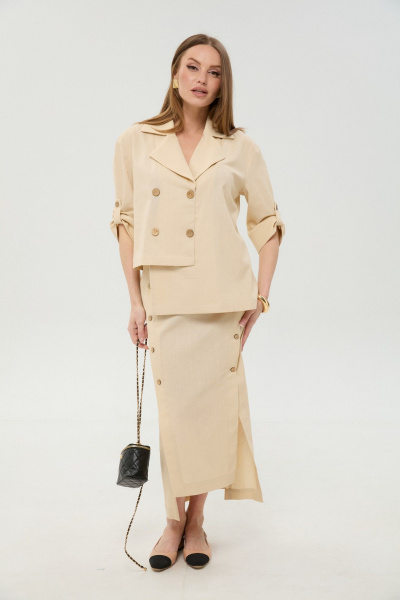 Жакет, юбка NikVa 972-10 песок - фото 1