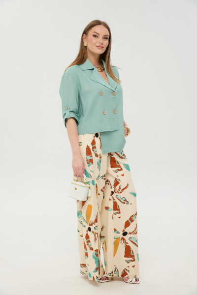 Брюки, жакет NikVa 979-8 мята_бохо_мультиколор - фото 2