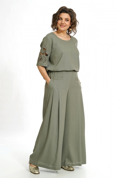 Блуза, брюки Alani Collection 2551 олива - фото 9