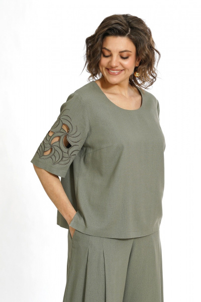 Блуза, брюки Alani Collection 2551 олива - фото 6