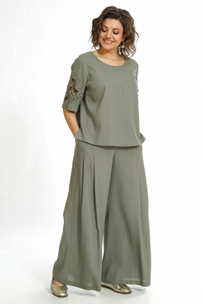 Блуза, брюки Alani Collection 2551 олива - фото 2