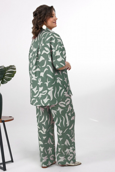 Блуза, брюки Alani Collection 2378 зелень-молоко - фото 5